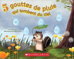 5 gouttes de pluie qui tombent du ciel